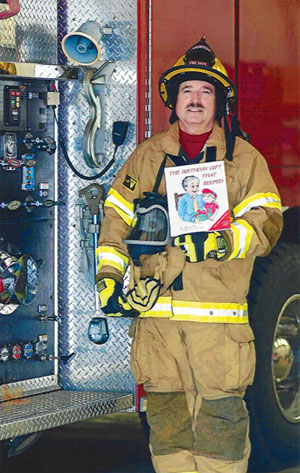 Jim Laster, retired firefighter and author of The Birthday Gift that Beeped